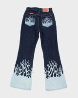 Vintage Y2K By Remargo Dark Wash Flame Wash Flared Jeans - W26 L30