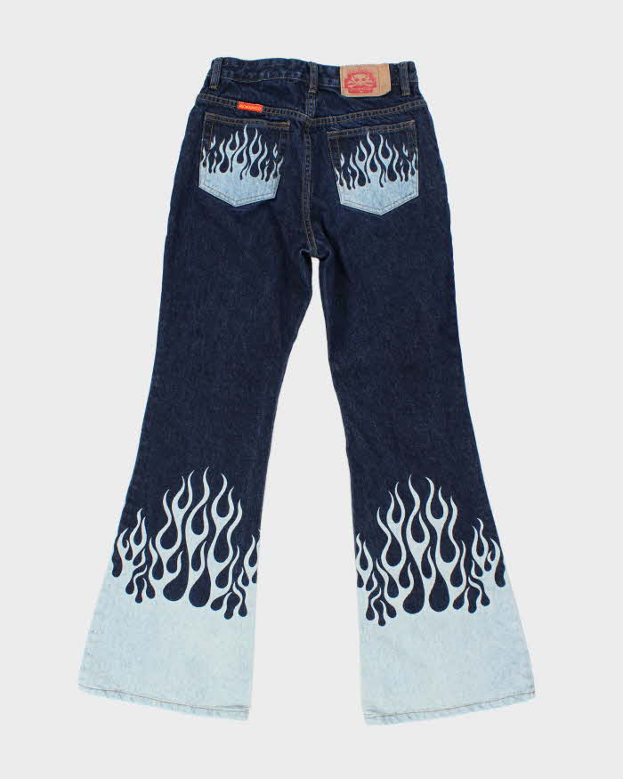 Vintage Y2K By Remargo Dark Wash Flame Wash Flared Jeans - W26 L30