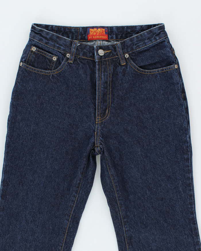 Vintage Y2K By Remargo Dark Wash Flame Wash Flared Jeans - W26 L30