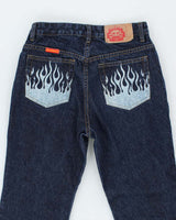 Vintage Y2K By Remargo Dark Wash Flame Wash Flared Jeans - W26 L30
