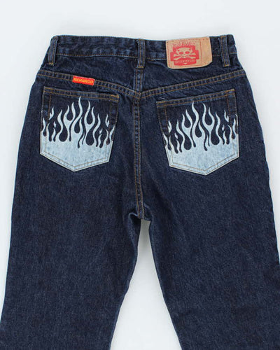 Vintage Y2K By Remargo Dark Wash Flame Wash Flared Jeans - W26 L30
