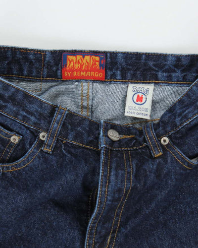 Vintage Y2K By Remargo Dark Wash Flame Wash Flared Jeans - W26 L30