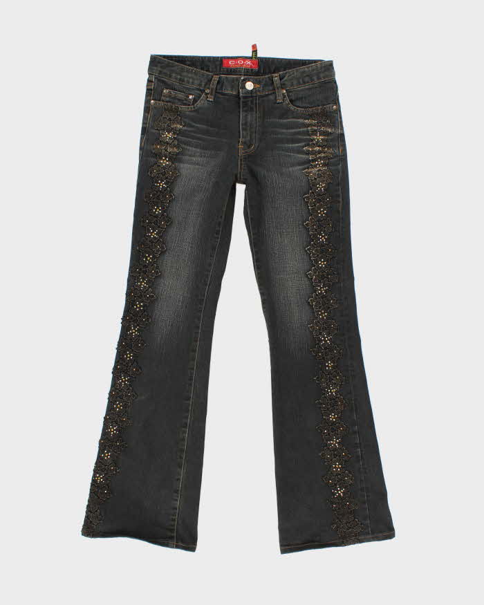 Vintage Y2k 00s C.O.X Embroidered Rhinestone Jeans - W28 L28