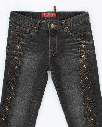 Vintage Y2k 00s C.O.X Embroidered Rhinestone Jeans - W28 L28