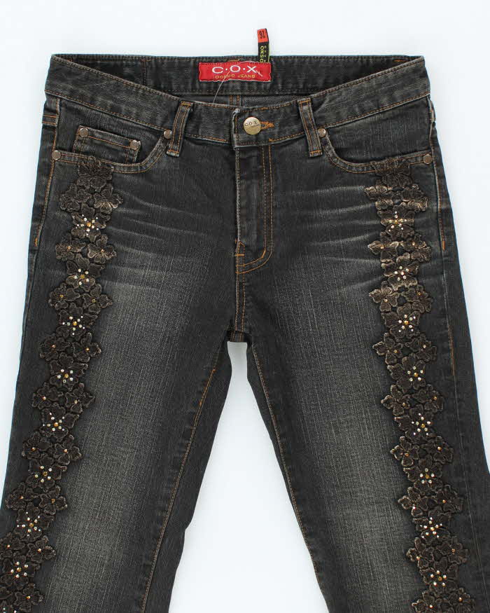 Vintage Y2k 00s C.O.X Embroidered Rhinestone Jeans - W28 L28