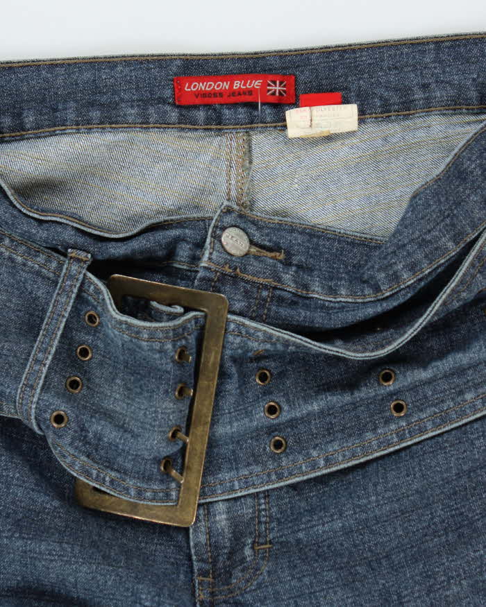 Vintage Y2k 00s London Blue Chunky Belt Jeans - W37 L32