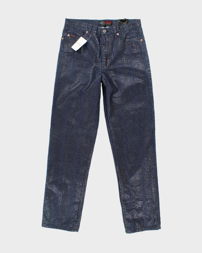 Deadstock Vintage 90s Guess Snake Print Coated Jeans - W30 L32