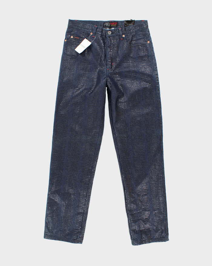 Deadstock Vintage 90s Guess Snake Print Coated Jeans - W30 L32