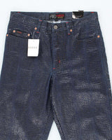 Deadstock Vintage 90s Guess Snake Print Coated Jeans - W30 L32