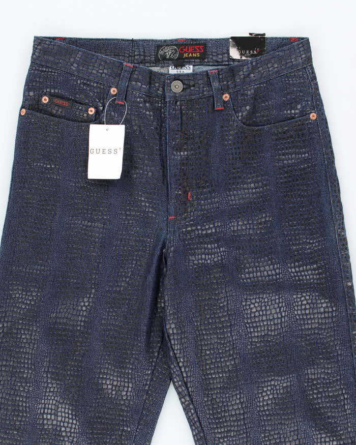 Deadstock Vintage 90s Guess Snake Print Coated Jeans - W30 L32