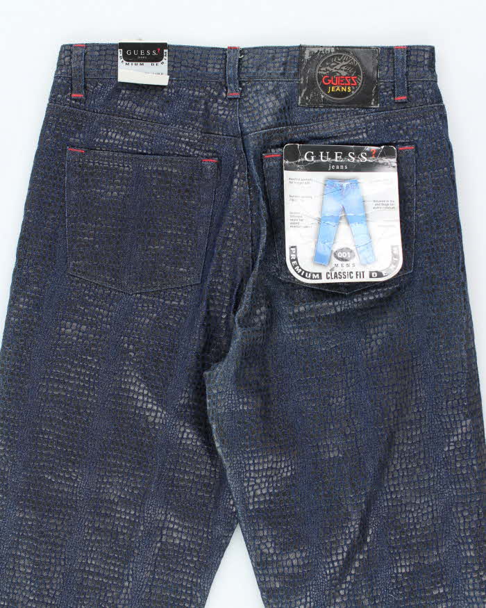 Deadstock Vintage 90s Guess Snake Print Coated Jeans - W30 L32