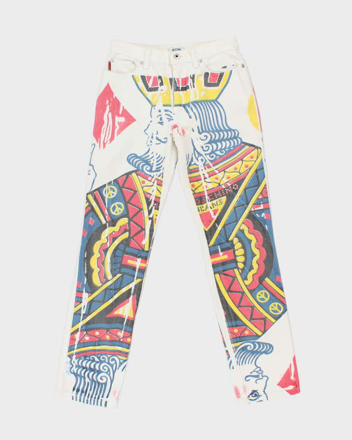 Vintage 90s Moschino King Of Diamonds Print Jeans - W27 L29