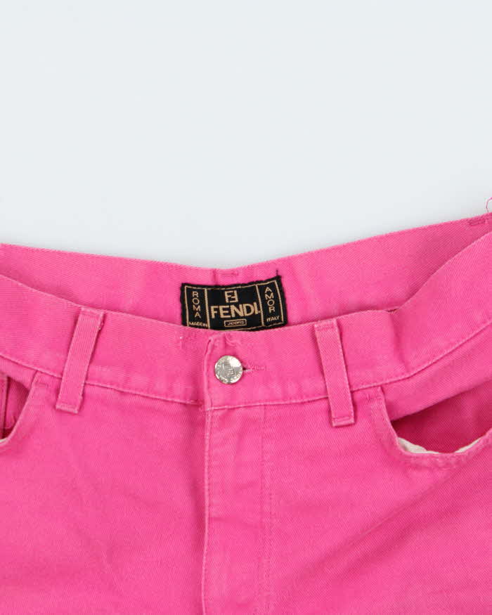 Vintage 90s Women's Fendi Hot Pink Wide Leg Denim Jeans - W30 L31