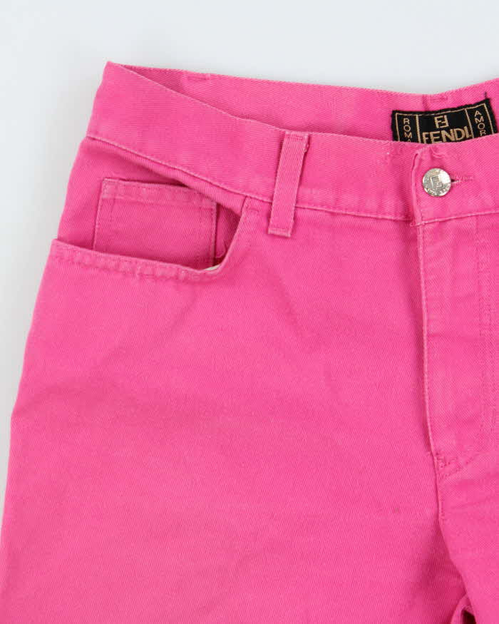 Vintage 90s Women's Fendi Hot Pink Wide Leg Denim Jeans - W30 L31