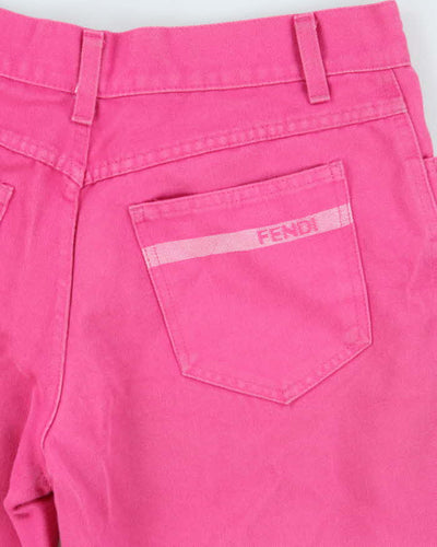 Vintage 90s Women's Fendi Hot Pink Wide Leg Denim Jeans - W30 L31
