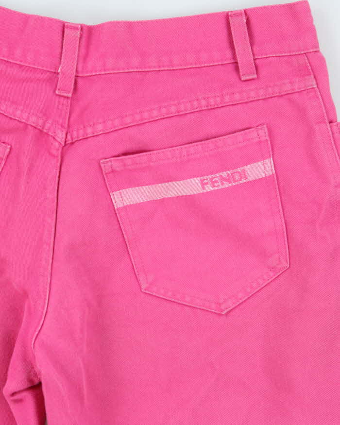 Vintage 90s Women's Fendi Hot Pink Wide Leg Denim Jeans - W30 L31