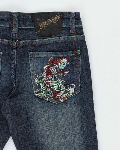 Vintage Y2K 00s Women's Ed Hardy Embroidered Slim Fit Jeans - W26 L30