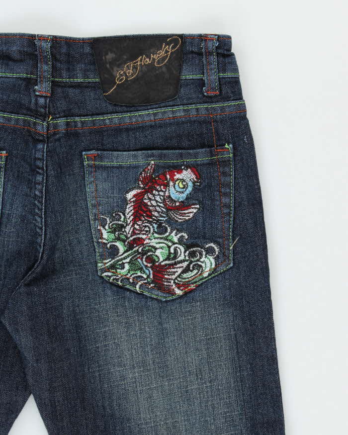 Vintage Y2K 00s Women's Ed Hardy Embroidered Slim Fit Jeans - W26 L30