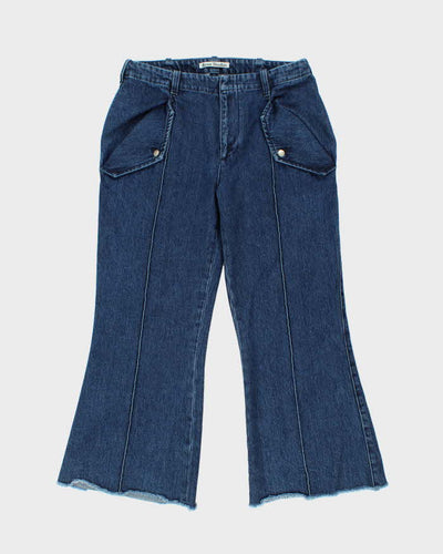 Acne Studios Mid Rise Fringe Hem Pleated Flared Jeans - W30 L25