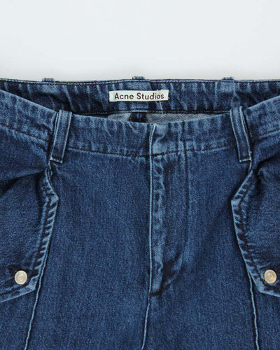 Acne Studios Mid Rise Fringe Hem Pleated Flared Jeans - W30 L25