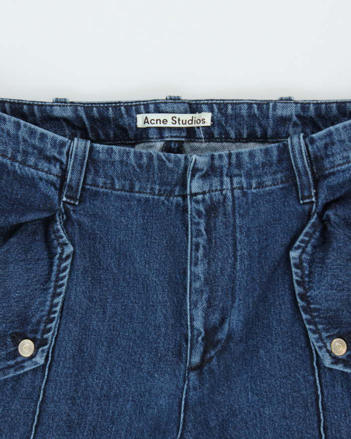 Acne Studios Mid Rise Fringe Hem Pleated Flared Jeans - W30 L25