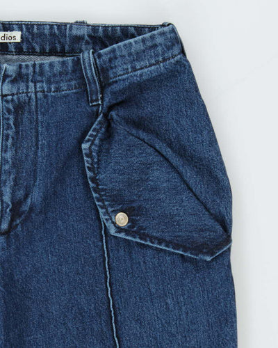 Acne Studios Mid Rise Fringe Hem Pleated Flared Jeans - W30 L25