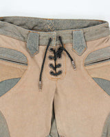 Vintage 1990s Y2K Women's Amal Guessous A&amp;G Rock ‘n Roll Couture ‘Fleury Cross’ Laced Patchwork Bootcut Flared Jeans - W28 L34