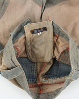 Vintage 1990s Y2K Women's Amal Guessous A&amp;G Rock ‘n Roll Couture ‘Fleury Cross’ Laced Patchwork Bootcut Flared Jeans - W28 L34