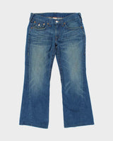 Vintage Y2K 00s True Religion Barrel Flared Joey Flap Women's Low Rise Jeans - W36 L30