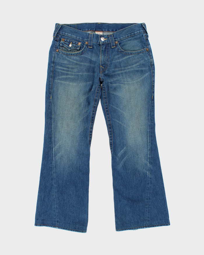 Vintage Y2K 00s True Religion Barrel Flared Joey Flap Women's Low Rise Jeans - W36 L30