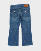 Vintage Y2K 00s True Religion Barrel Flared Joey Flap Women's Low Rise Jeans - W36 L30