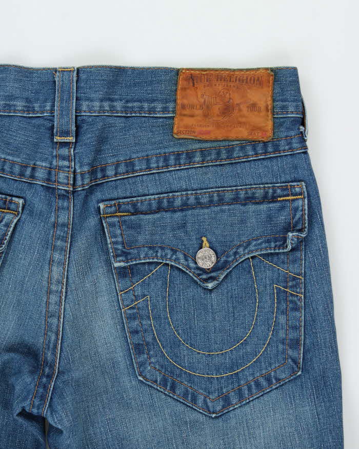 Vintage Y2K 00s True Religion Barrel Flared Joey Flap Women's Low Rise Jeans - W36 L30