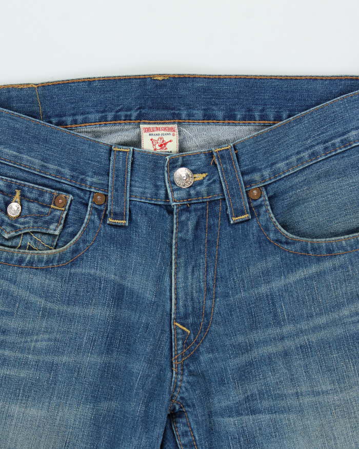 Vintage Y2K 00s True Religion Barrel Flared Joey Flap Women's Low Rise Jeans - W36 L30