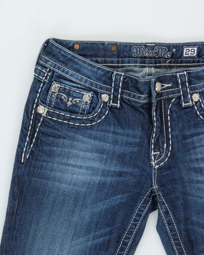 Vintage Y2K 00s Miss Me Bejewelled Women's Low Rise Denim Bootcut Jeans - W30 L32