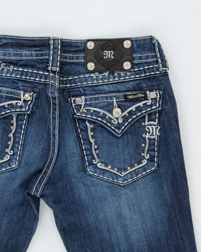 Vintage Y2K 00s Miss Me Bejewelled Women's Low Rise Denim Bootcut Jeans - W30 L32