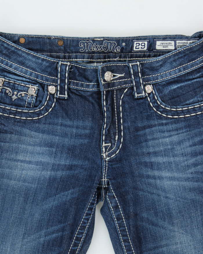 Vintage Y2K 00s Miss Me Bejewelled Women's Low Rise Denim Bootcut Jeans - W30 L32