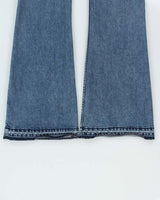 Vintage 1990s Silver Western Women's Lace Up Denim Flared Low Rise Jeans - W32 L34