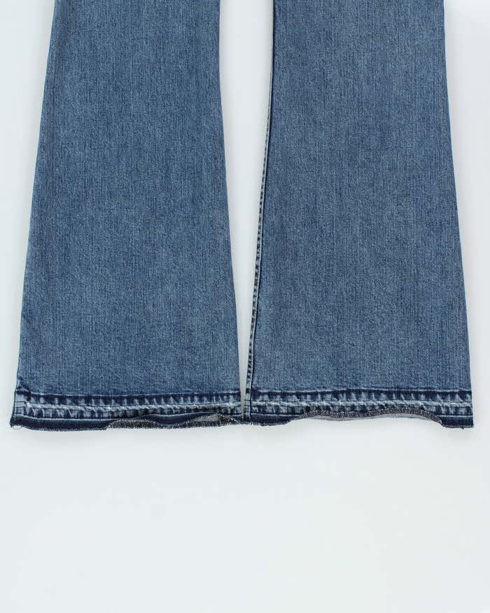 Vintage 1990s Silver Western Women's Lace Up Denim Flared Low Rise Jeans - W32 L34