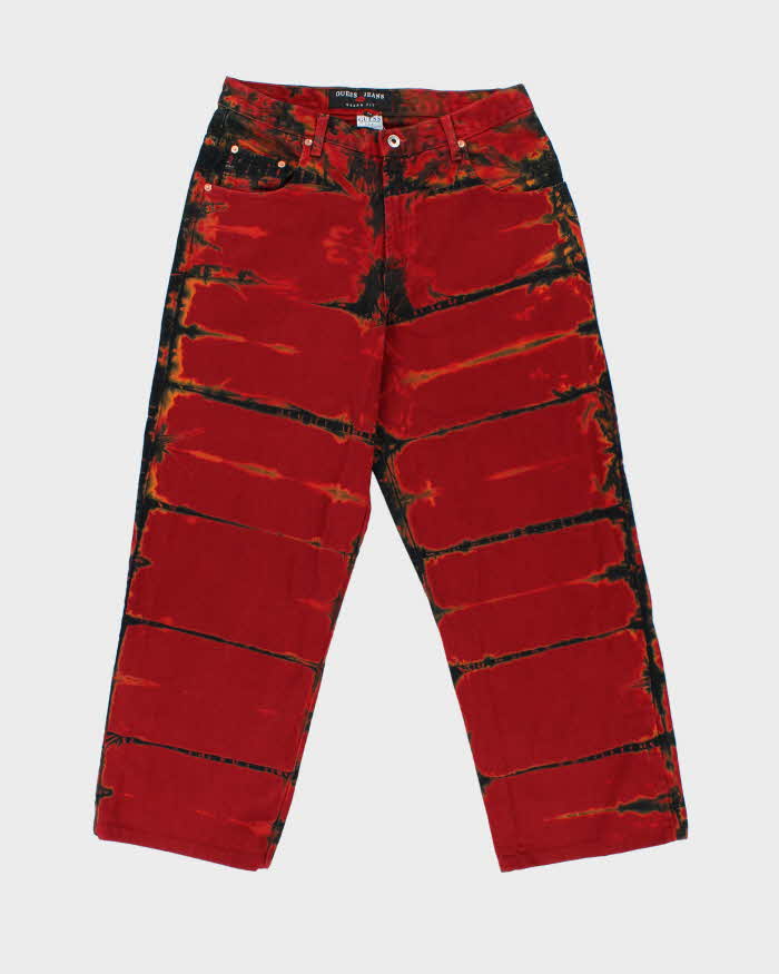 Vintage 1990s Guess Urban Fit Tie-Dye Denim Wide Leg Jeans - W33 L28