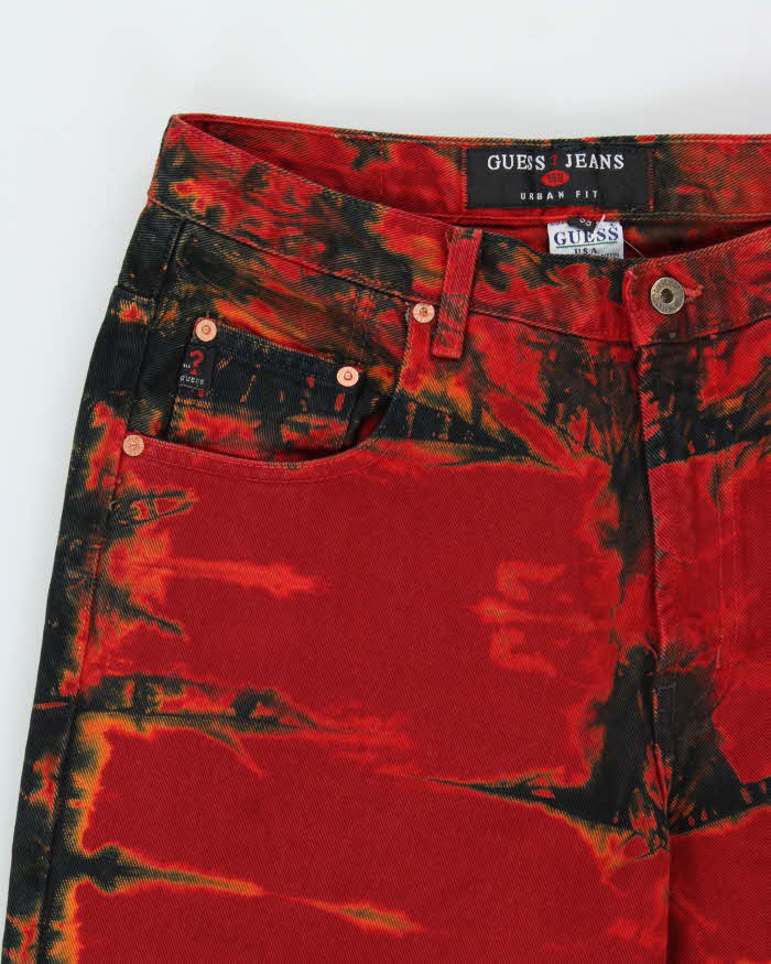 Vintage 1990s Guess Urban Fit Tie-Dye Denim Wide Leg Jeans - W33 L28