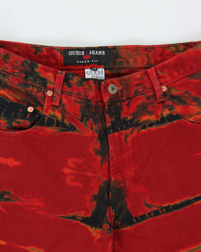 Vintage 1990s Guess Urban Fit Tie-Dye Denim Wide Leg Jeans - W33 L28