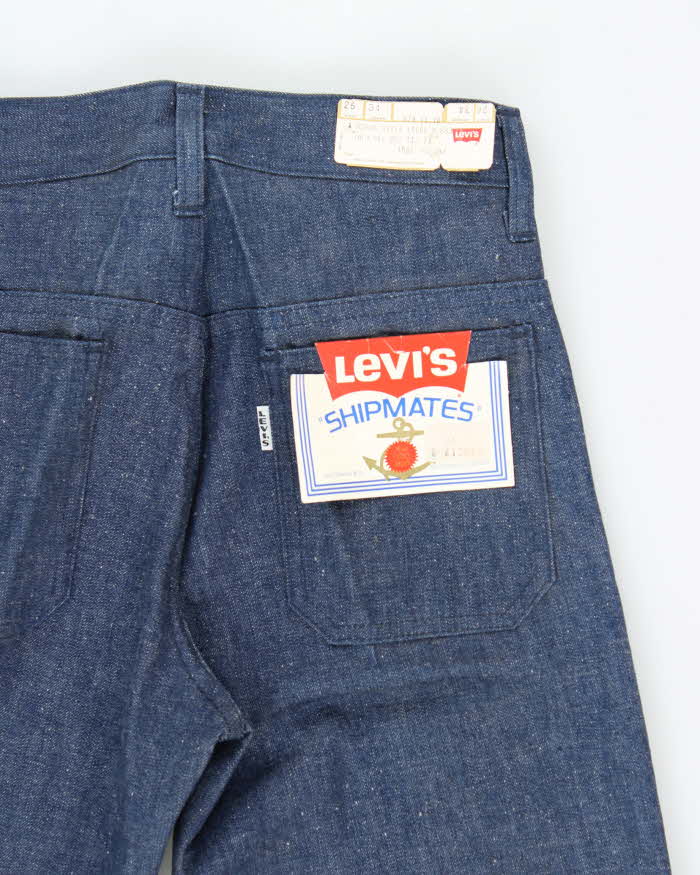 DSWT Vintage 1970s Levi's Shipmates Big E Raw Denim Women's High Waisted Flared Bell Bottom Jeans - W26 L35