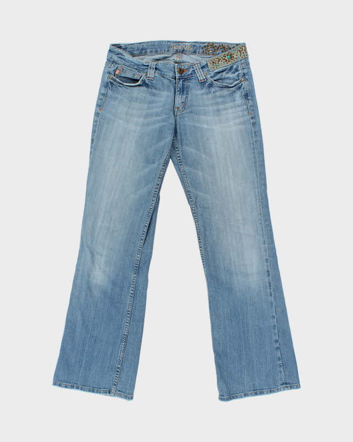 Vintage Y2K 00s Miss Me Women's Embellished Low Rise Flared Denim Jeans - W34 L32