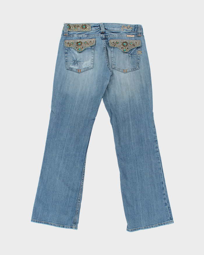 Vintage Y2K 00s Miss Me Women's Embellished Low Rise Flared Denim Jeans - W34 L32