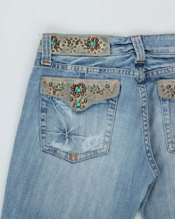 Vintage Y2K 00s Miss Me Women's Embellished Low Rise Flared Denim Jeans - W34 L32