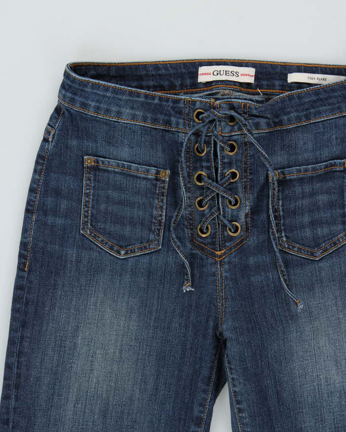Vintage Guess '1981 Flare' Women's Lace Up Denim Jeans - W28 L36