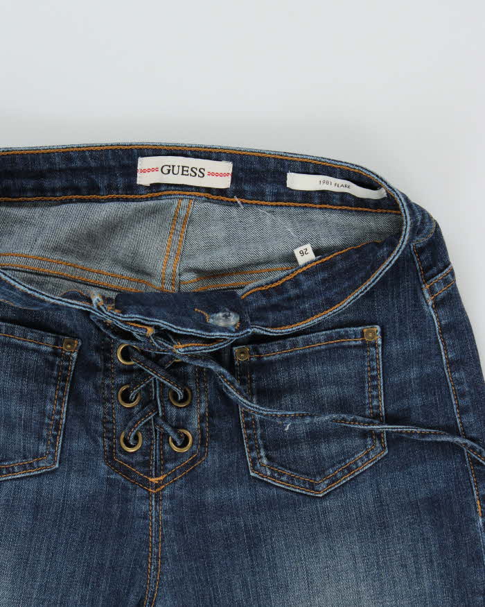 Vintage Guess '1981 Flare' Women's Lace Up Denim Jeans - W28 L36
