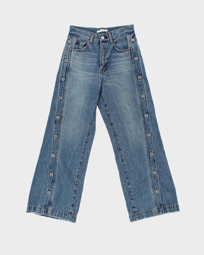 Vintage Moussy Women's Button Leg Wide Flared Japanese Denim Jeans - W27 L28