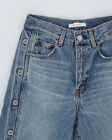 Vintage Moussy Women's Button Leg Wide Flared Japanese Denim Jeans - W27 L28