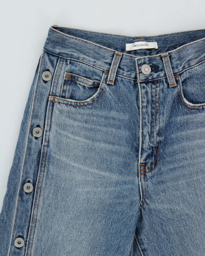 Vintage Moussy Women's Button Leg Wide Flared Japanese Denim Jeans - W27 L28